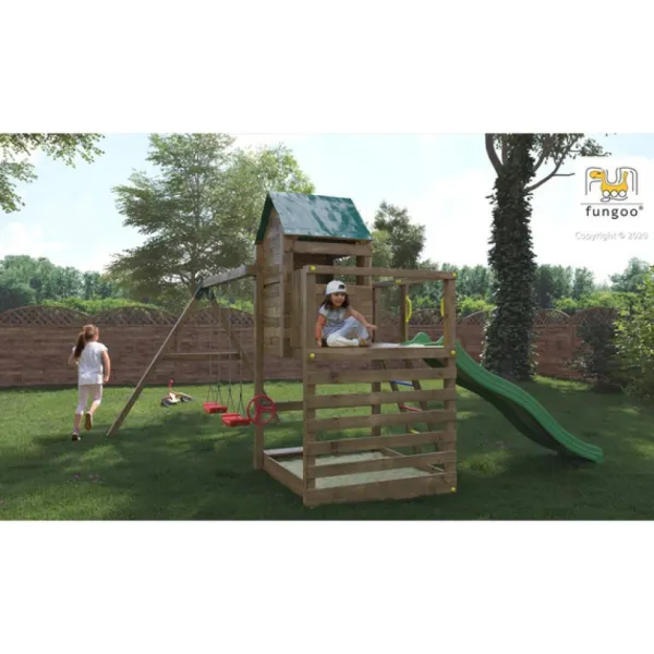 Fungoo Aire De Jeux A Double Plateforme Avec Balancoire Double - Jarcas- Aires De Jeux