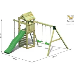 Fungoo Aire De Jeux Gaia Avec Toboggan Et Balancoires- Aires De Jeux
