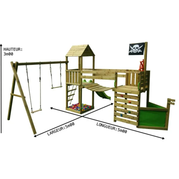BnB Wood Aire De Jeux Viking Avec Tour Et Portique- Aires De Jeux
