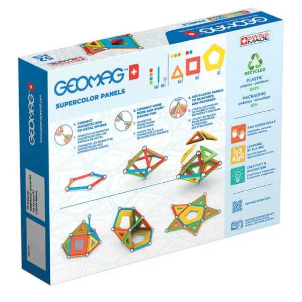 Geomag Panels Supercolor - Ecofriendly 52 Pieces- Constructions Magnétiques, Billes
