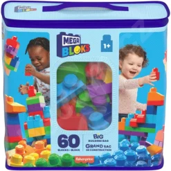 Mega Bloks Grand Sac De Construction 60 Briques - Bleu- 1Er Age