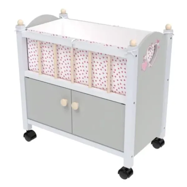 LOVE BEBE Accessoires Poupons|Lit De Poupon En Bois Avec Roues 50 Cm