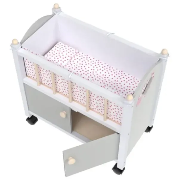 LOVE BEBE Accessoires Poupons|Lit De Poupon En Bois Avec Roues 50 Cm