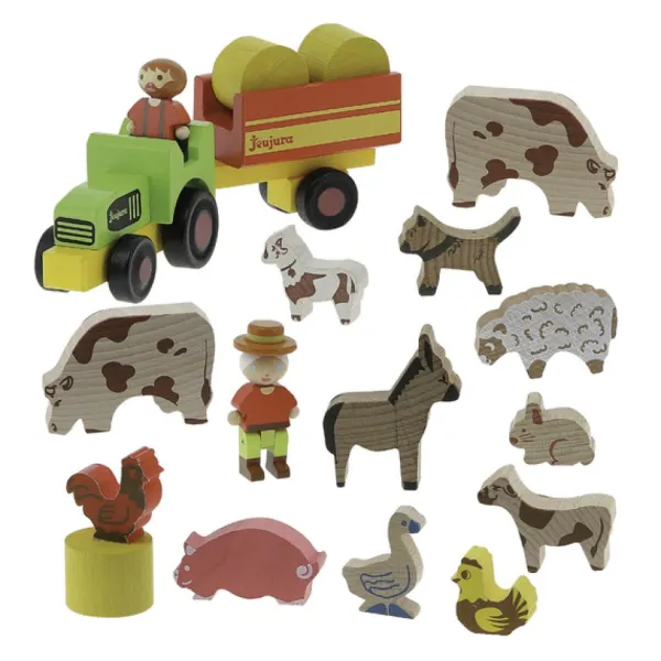 Jeujura Ma Premiere Grande Ferme En Bois 130 Pieces- Planchettes Et Construction En Bois