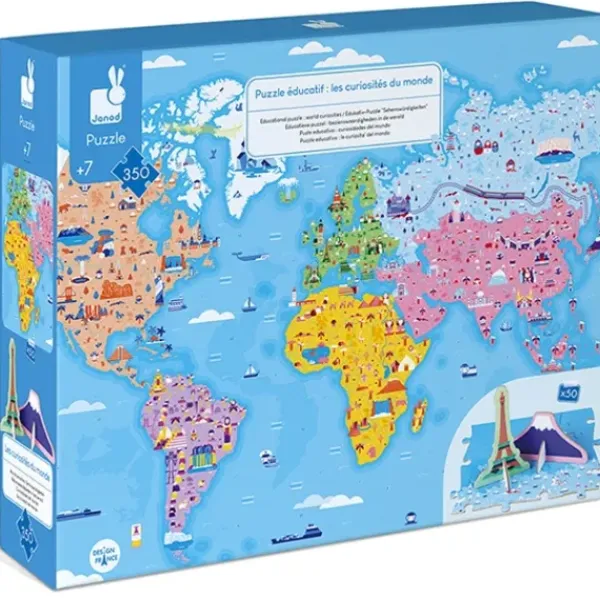 Janod Puzzles Enfants De 250 À 1000 Pièces|Puzzle Educatif - Les Curiosites Du Monde 350 Pieces
