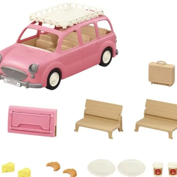 Sylvanian Families Heros & Univers|- 5535 - Le Monospace Rose Et Set De Pique-Nique