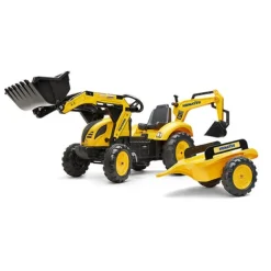 Falk Tractopelle A Pedales Komatsu Wb93R Avec Excavatrice Et Remorque- Tracteurs À Pédales