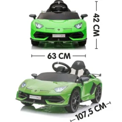 SUN and SPORT Voiture Electrique Lamborghini Vert - 12 V- Voitures Électriques
